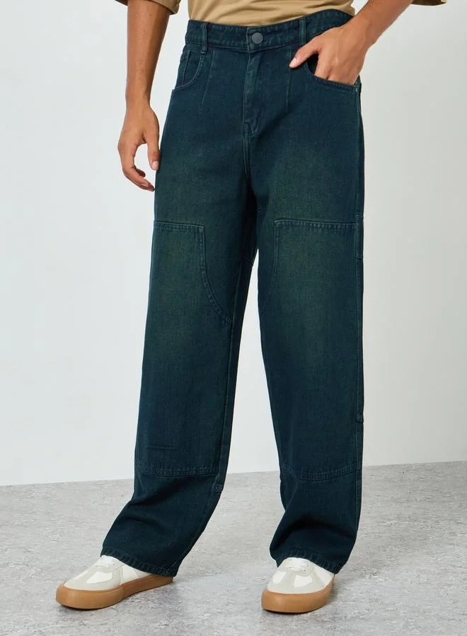 Men Tinted Wash Oversized Jeans